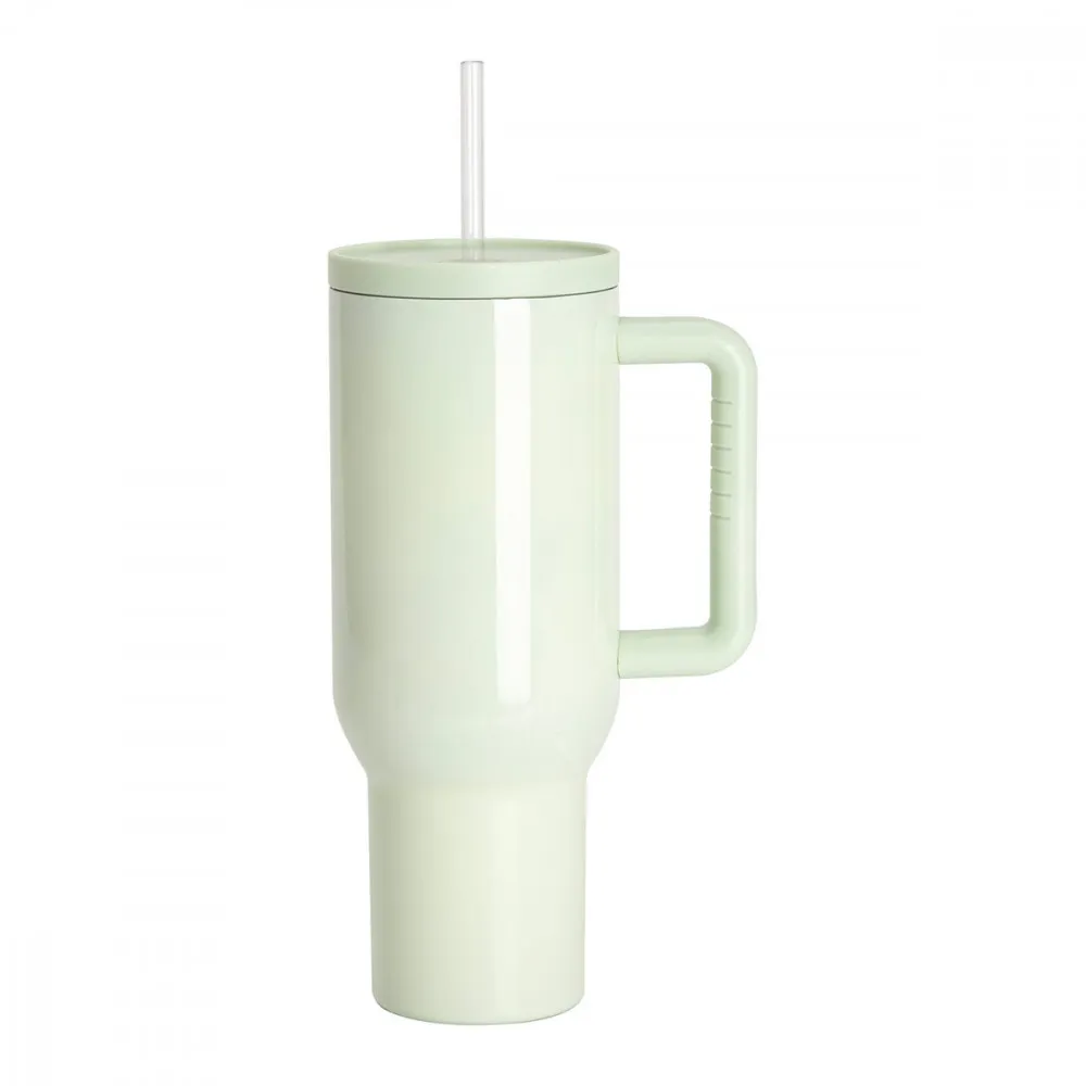 Sublimation Thermobecher mit Deckel, Griff & Trinkhalm 1200ml